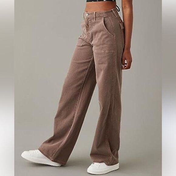 American Eagle Wide Leg Skater Jeans size 00 Light Purple Denim Y2K High Rise 26 - Picture 1 of 13